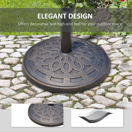 14kg Round Garden Parasol Base with Adjustable Coupler - Bronze