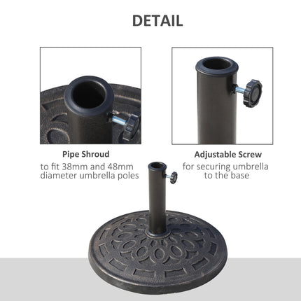 14kg Round Garden Parasol Base with Adjustable Coupler - Bronze