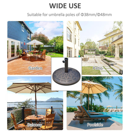 14kg Round Garden Parasol Base with Adjustable Coupler - Bronze