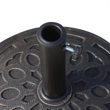 14kg Round Garden Parasol Base with Adjustable Coupler - Bronze