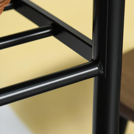 Bar Table Set with 2 Stools, Metal Frame, Footrest & Storage Shelf - Black and Oak