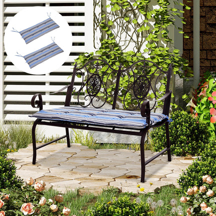 Set of 2 Outdoor Bench Swing Cushions with Tie Fastenings - Blue Stripes