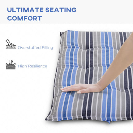 Set of 2 Outdoor Bench Swing Cushions with Tie Fastenings - Blue Stripes