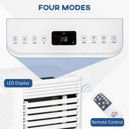7000 BTU 4-in-1 Portable Mobile Air Conditioner with Remote, LED, Timer, Auto Shut Down - White