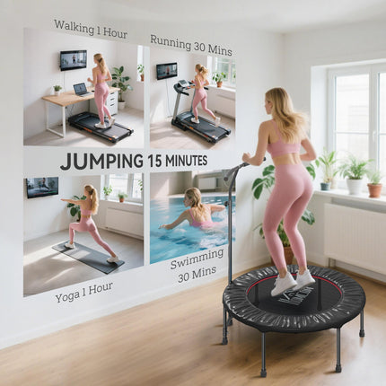 Adjustable 40" Trampoline Rebounder Jumper for Fitness - Black