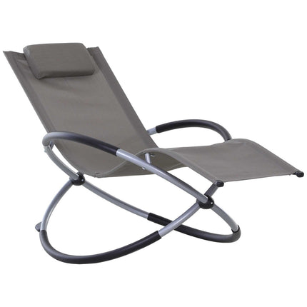 Outdoor Orbital Zero Gravity Foldable Rocking Lounger with Pillow - Grey