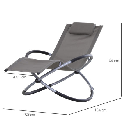 Outdoor Orbital Zero Gravity Foldable Rocking Lounger with Pillow - Grey