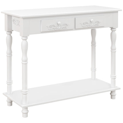 Console Table Modern Sofa Side Desk with Storage Shelves Drawers for Living Room