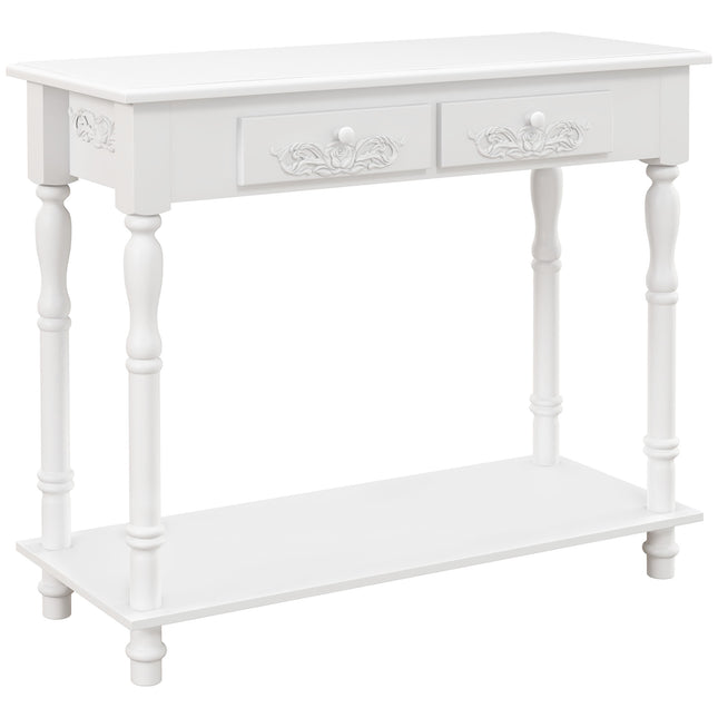 Console Table Modern Sofa Side Desk with Storage Shelves Drawers for Living Room