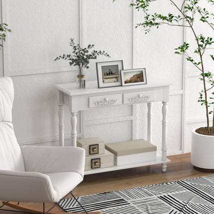 Console Table Modern Sofa Side Desk with Storage Shelves Drawers for Living Room