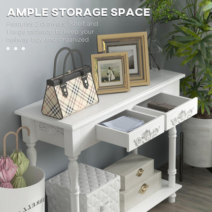 Console Table Modern Sofa Side Desk with Storage Shelves Drawers for Living Room