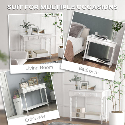 Console Table Modern Sofa Side Desk with Storage Shelves Drawers for Living Room