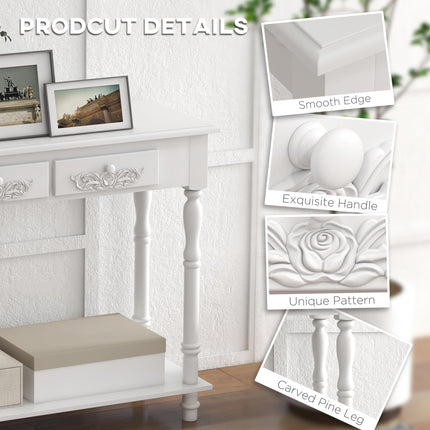 Console Table Modern Sofa Side Desk with Storage Shelves Drawers for Living Room