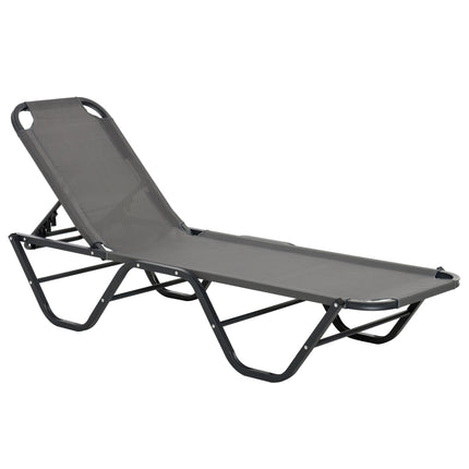 Adjustable 5-Position Sun Lounger Recliner with Aluminium Frame - Grey