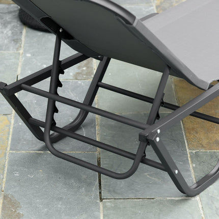 Adjustable 5-Position Sun Lounger Recliner with Aluminium Frame - Grey