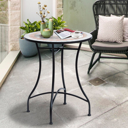 60cm Round Mosaic Bistro Table with Ceramic Top - Black Orange White