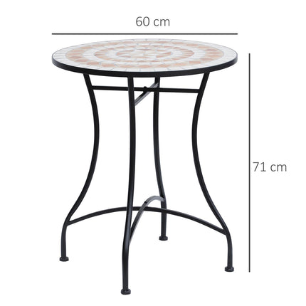 60cm Round Mosaic Bistro Table with Ceramic Top - Black Orange White