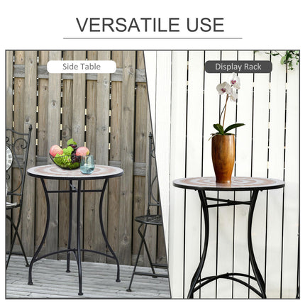 60cm Round Mosaic Bistro Table with Ceramic Top - Black Orange White