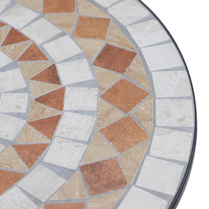 60cm Round Mosaic Bistro Table with Ceramic Top - Black Orange White