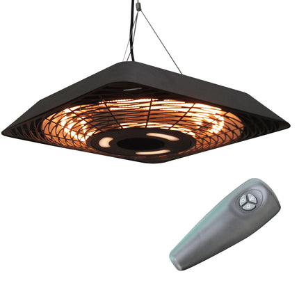 2000W Electric Hanging Patio Heater with Remote Control - Aluminium