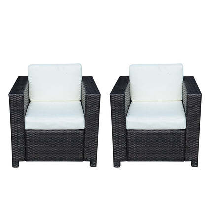 2 Rattan Garden single Seater Chair All Weather Wicker Weave Single Sofa chair armchair Patio Black
