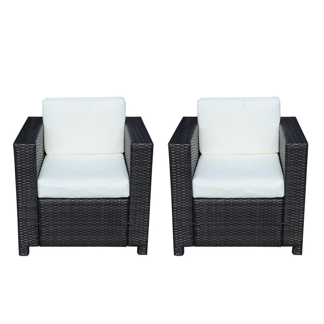 2 Rattan Garden single Seater Chair All Weather Wicker Weave Single Sofa chair armchair Patio Black