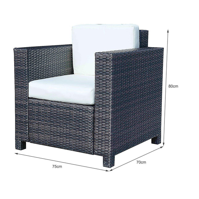 2 Rattan Garden single Seater Chair All Weather Wicker Weave Single Sofa chair armchair Patio Black