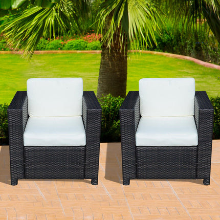 2 Rattan Garden single Seater Chair All Weather Wicker Weave Single Sofa chair armchair Patio Black