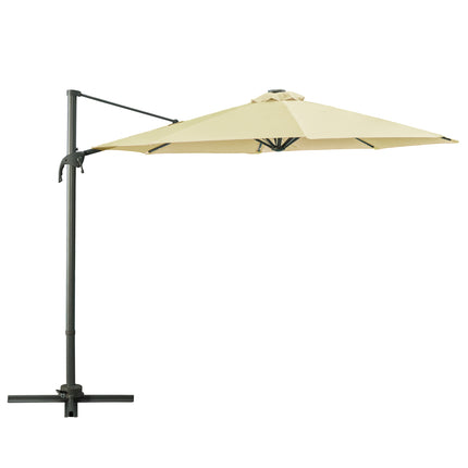 3 Metre Patio Offset Roma Parasol with Solar LED Lights - Beige