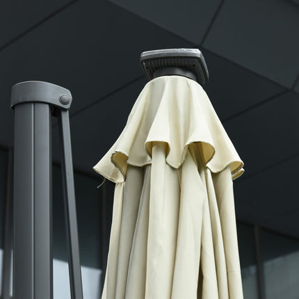 3 Metre Patio Offset Roma Parasol with Solar LED Lights - Beige