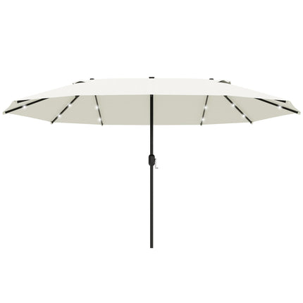 4.4m Double-Sided Garden Parasol with LED Solar Lights - Cream White