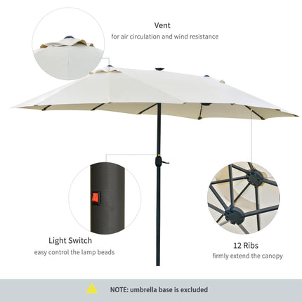 4.4m Double-Sided Garden Parasol with LED Solar Lights - Cream White