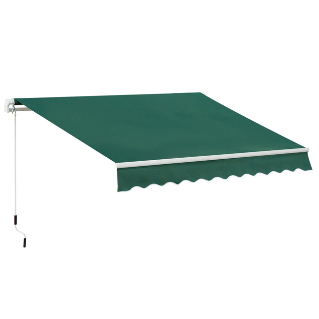 Manual Lightweight Patio Awning Canopy 295x200cm with UV Protection - Green