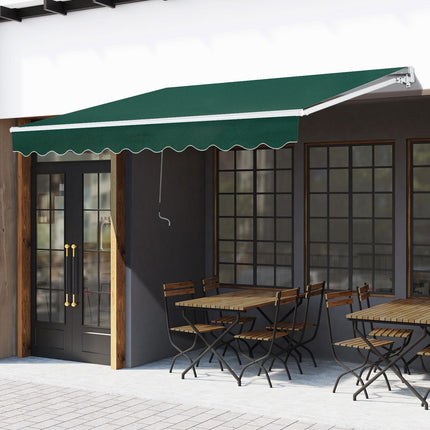 Manual Lightweight Patio Awning Canopy 295x200cm with UV Protection - Green