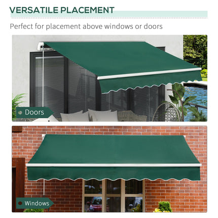 Manual Lightweight Patio Awning Canopy 295x200cm with UV Protection - Green