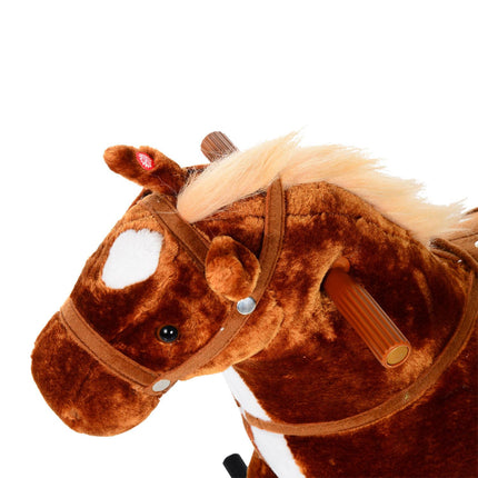 Kids Plush Ride-On Walking Horse with Sound - Brown