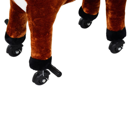 Kids Plush Ride-On Walking Horse with Sound - Brown