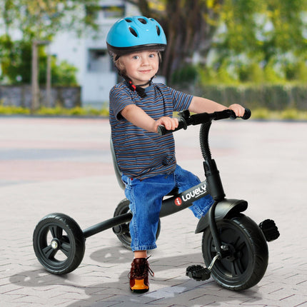 Ride On 3-Wheel Pedal Tricycle for Kids 18+ Months - Black