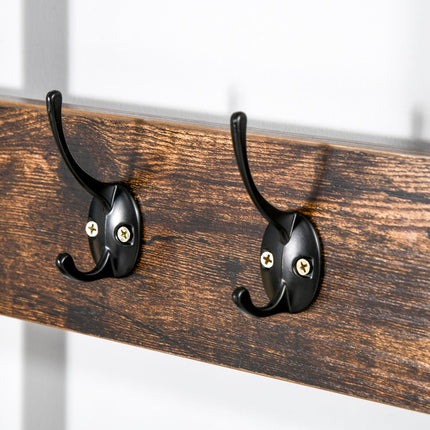 Industrial Style Coat Rack Stand with Bench, Hooks & Shoe Rack 100x38.5x185.5cm - Rustic Brown and Black