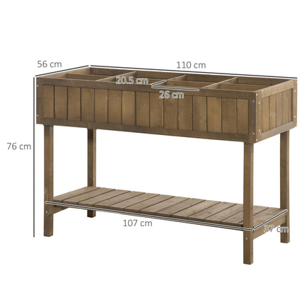 8 Box Wooden Raised Planter Bed with Water-Resistant Finish - Brown