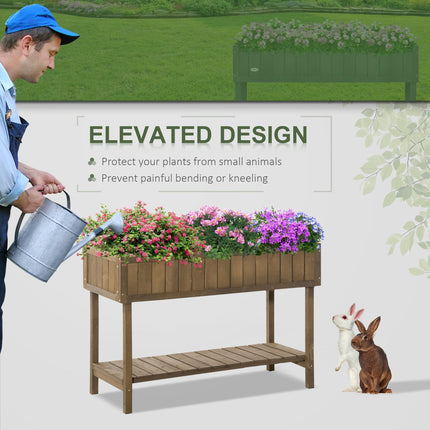 8 Box Wooden Raised Planter Bed with Water-Resistant Finish - Brown
