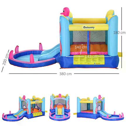 Bounce Castle Inflatable Trampoline Slide Pool Octopus Design 3.8x2x1.8m - Blue Pink