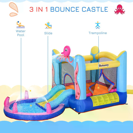 Bounce Castle Inflatable Trampoline Slide Pool Octopus Design 3.8x2x1.8m - Blue Pink