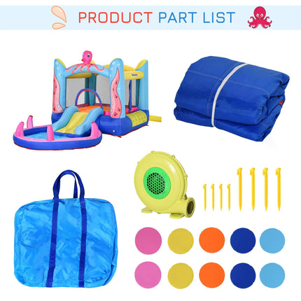 Bounce Castle Inflatable Trampoline Slide Pool Octopus Design 3.8x2x1.8m - Blue Pink
