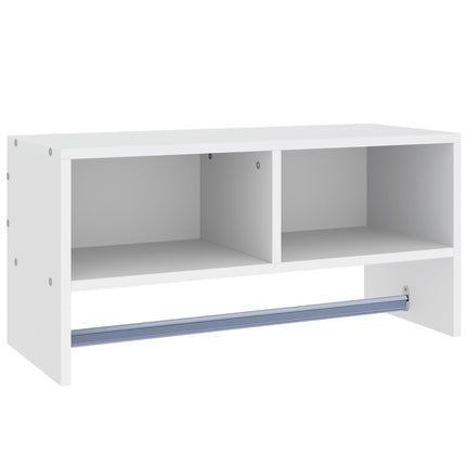 Wall Mounted Coat Rack with Hooks, Rail & Storage Shelves - White