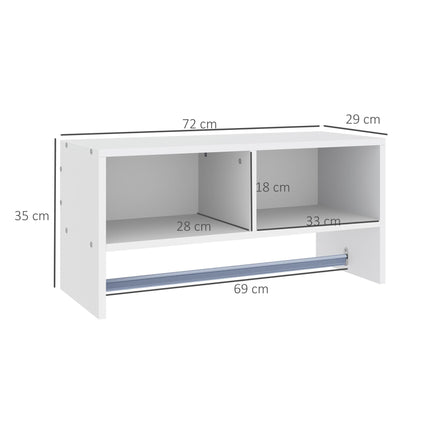 Wall Mounted Coat Rack with Hooks, Rail & Storage Shelves - White