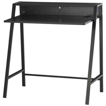Writing Desk Computer Table with Storage Shelf Home Office Workstation - Black