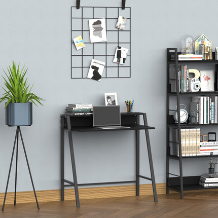 Writing Desk Computer Table with Storage Shelf Home Office Workstation - Black