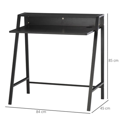 Writing Desk Computer Table with Storage Shelf Home Office Workstation - Black