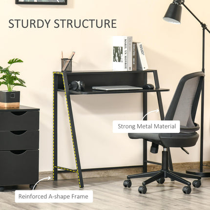 Writing Desk Computer Table with Storage Shelf Home Office Workstation - Black